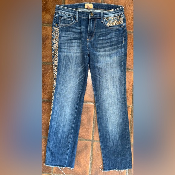 DRIFTWOOD Denim - Driftwood Jeans Womens 27 Audrey Embroidered Aztec Straight Leg Stretch Denim